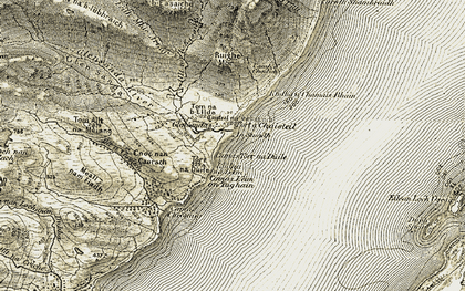 Old map of Allt Fèith Mhic Artair in 1906-1908