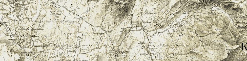 Old map of Bargrennan Burn in 1904-1905