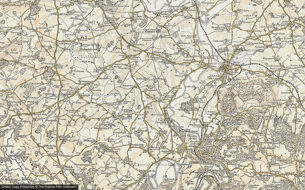 Old Map of Historic Map covering Bernithan Court in 1899-1900