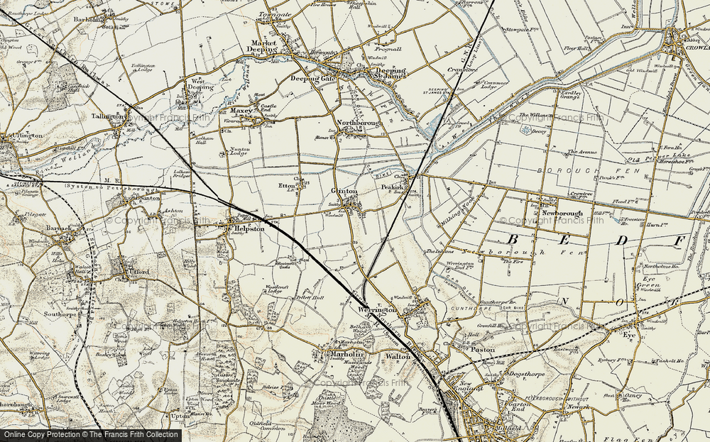 Old Map of Glinton, 1901-1902 in 1901-1902