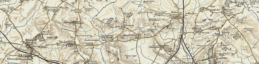 Old map of Glooston in 1901-1903