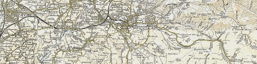 Old map of Glossop in 1903