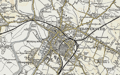 Old map of Gloucester in 1898-1900