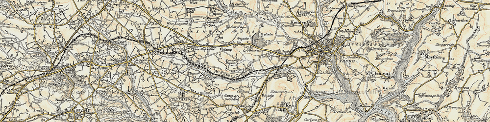 Old map of Gloweth in 1900
