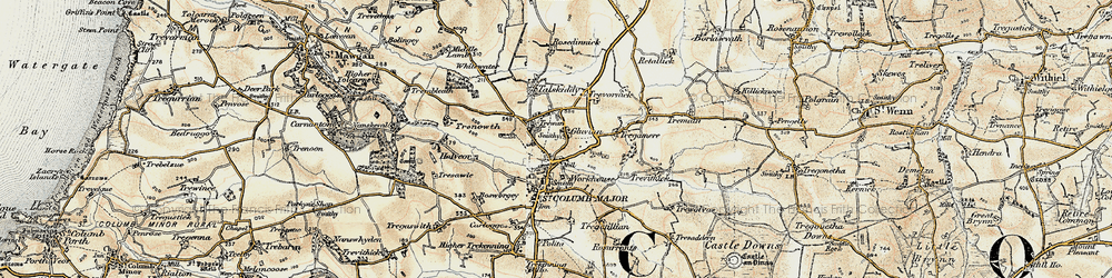 Old map of Gluvian in 1900