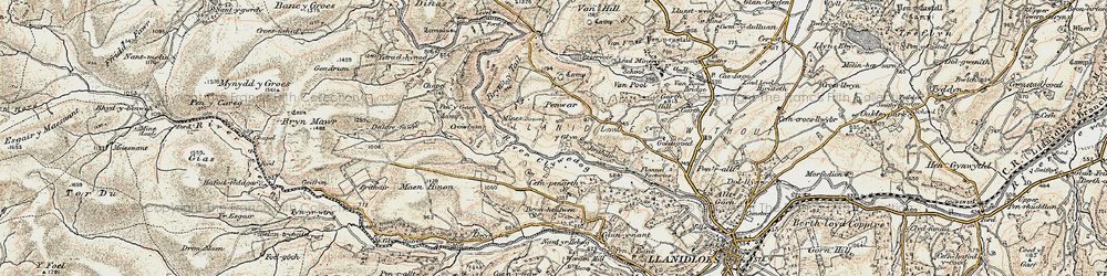 Old map of Bryntail in 1902-1903