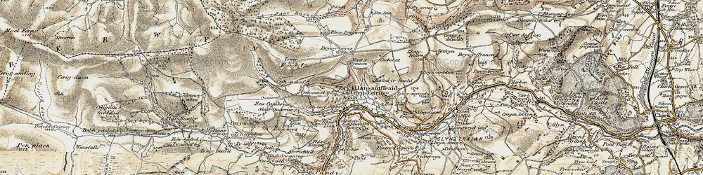 Old map of Glyn Ceiriog in 1902-1903