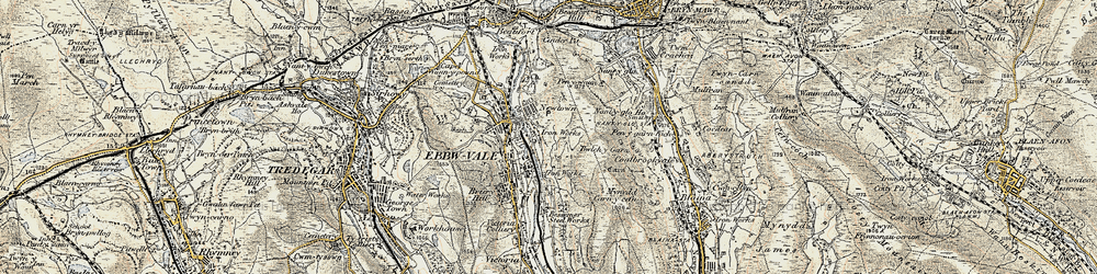 Old map of Glyn Etwy in 1899-1900