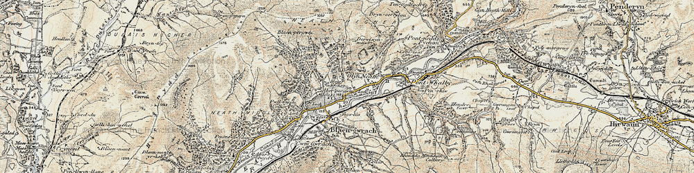 Old map of Glyn-neath in 1900-1901