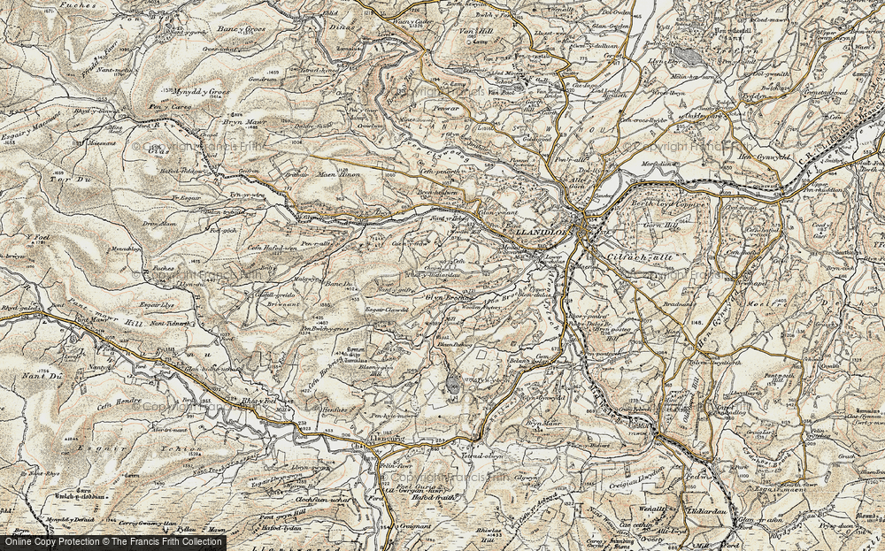 Old Map of Historic Map covering Afon Brochan in 1901-1903