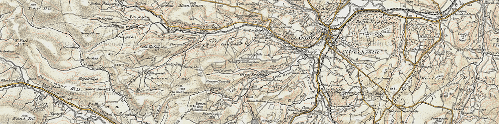 Old map of Afon Brochan in 1901-1903