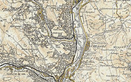 Old map of Glyncoch in 1899-1900