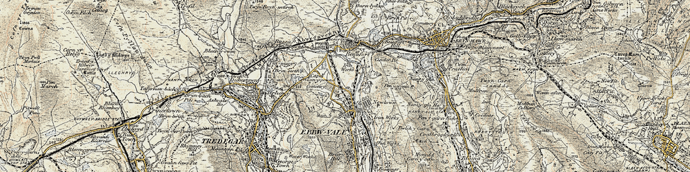Old map of Glyncoed in 1899-1900