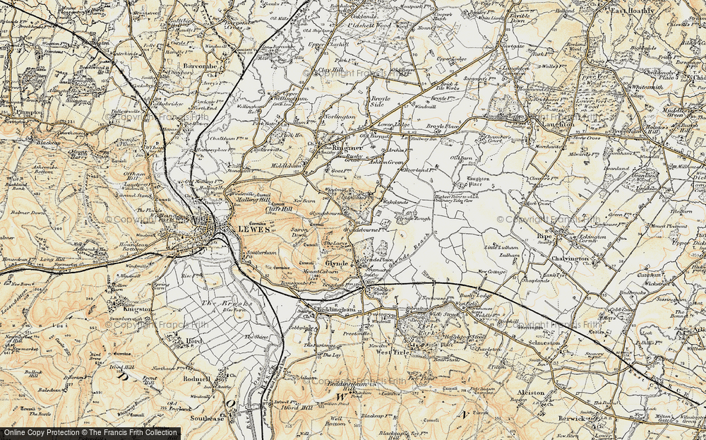 Old Map of Glyndebourne, 1898 in 1898