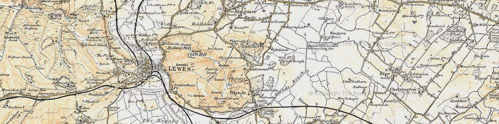 Old map of Glyndebourne in 1898