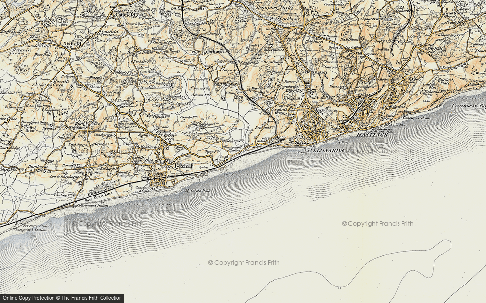 Old Map of Glyne Gap, 1898 in 1898