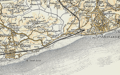 Old map of Glyne Gap in 1898