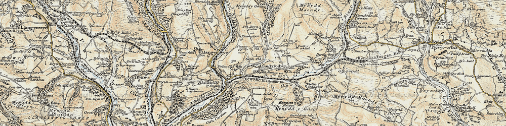 Old map of Glynllan in 1899-1900