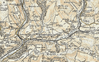 Old map of Glynogwr in 1899-1900