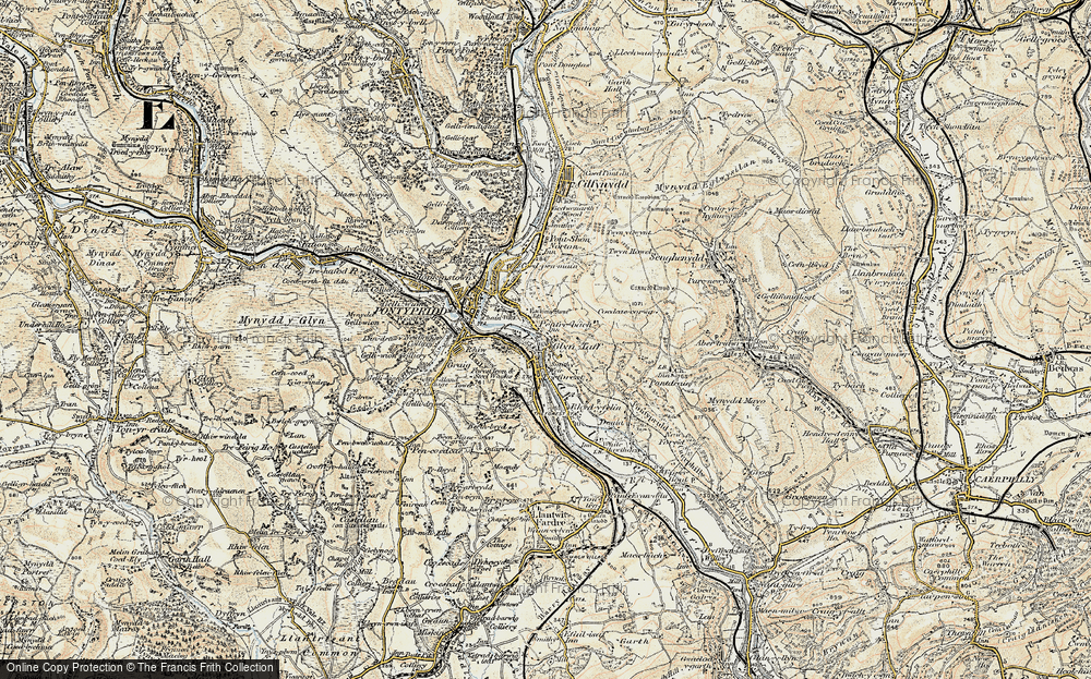 Old Map of Historic Map covering Bryn Tail in 1899-1900
