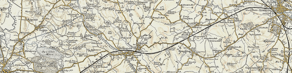 Old map of Gnosall in 1902