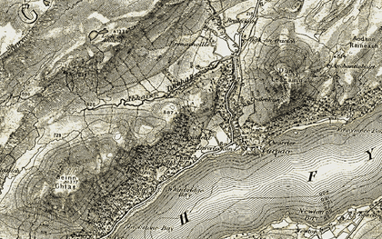Old map of Abhainn Dubhan in 1906-1907