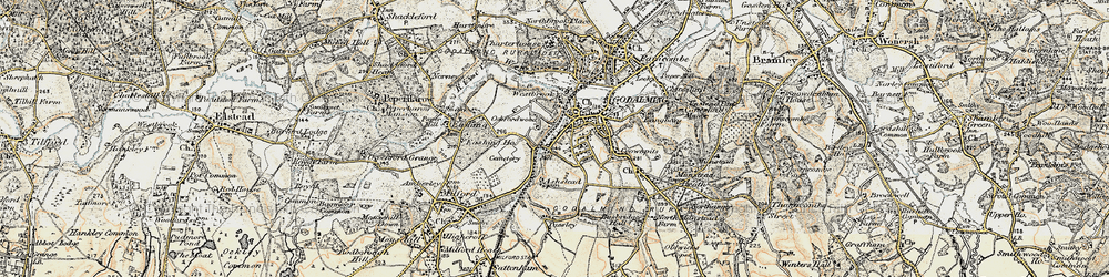 Old map of Godalming in 1897-1909