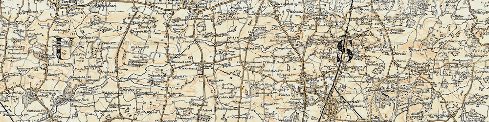 Old map of Goddards' Green in 1898