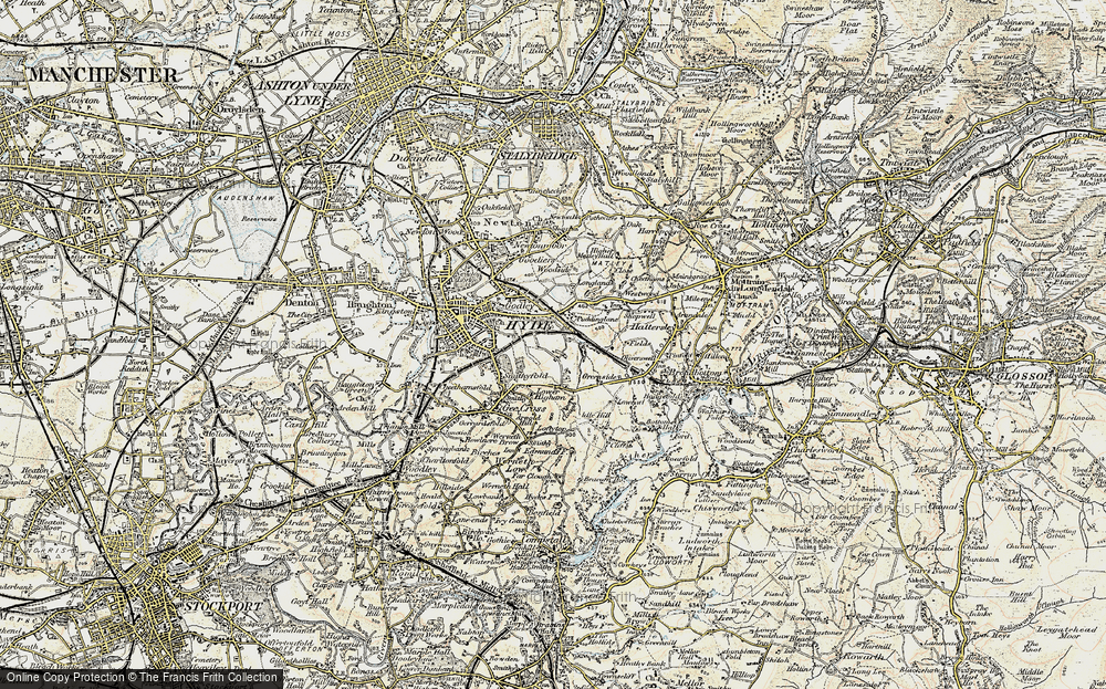 Old Map of Historic Map covering Werneth Low Country Park in 1903