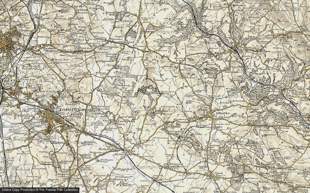 Old Map of Historic Map covering Whitehurst in 1902