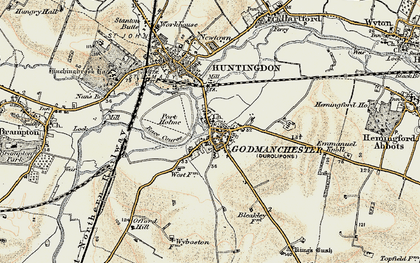 Old map of Godmanchester in 1901