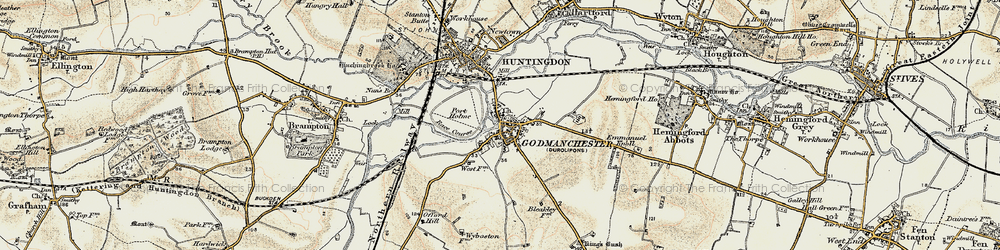 Old map of Godmanchester in 1901