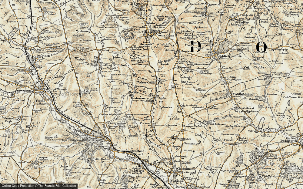 Old Map of Godmanstone, 1899 in 1899