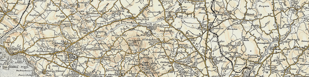 Old map of Godolphin Cross in 1900