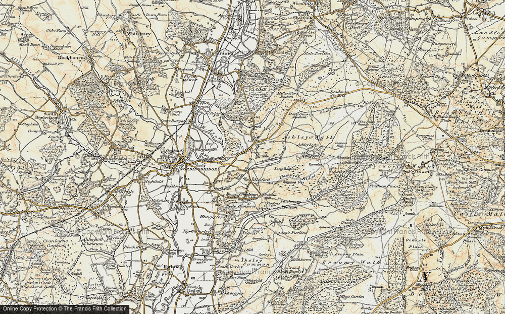Old Map of Historic Map covering Brune's Purlieu in 1897-1909