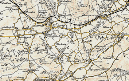 Old map of Godwell in 1899-1900