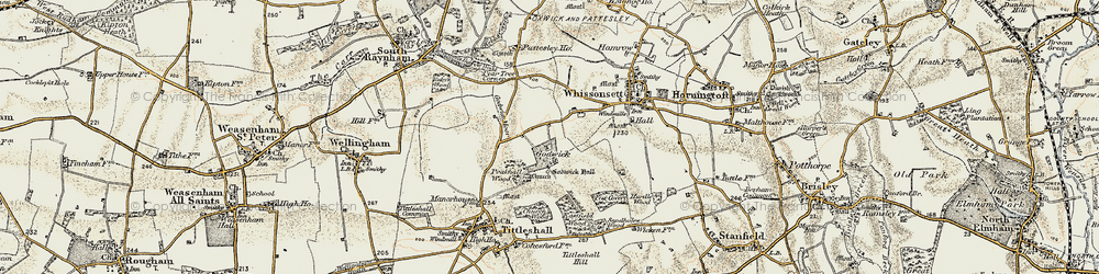 Old map of Godwick in 1901-1902
