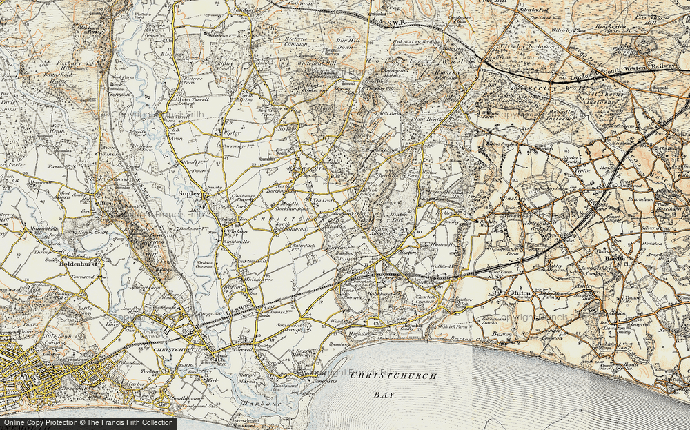 Old Map of Historic Map covering Burton Common in 1897-1909