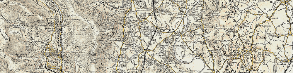 Old map of Goetre in 1899-1900