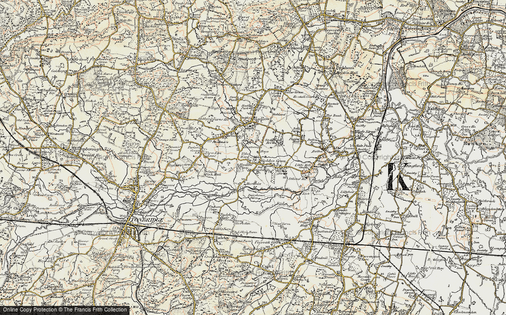 Old Map of Historic Map covering Tithe Ward in 1897-1898