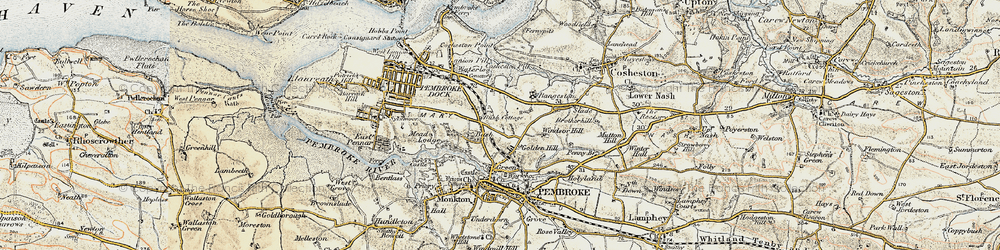 Old map of Golden Hill in 1901-1912