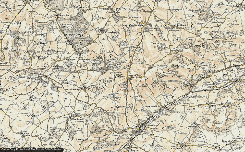 Old Map of Historic Map covering Brockham Hill Barn in 1897-1900