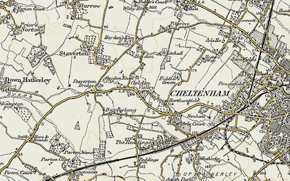 Old map of Staverton Bridge in 1898-1900