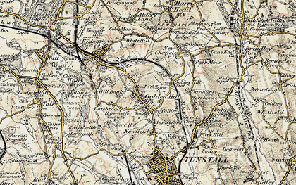 Old map of Goldenhill in 1902