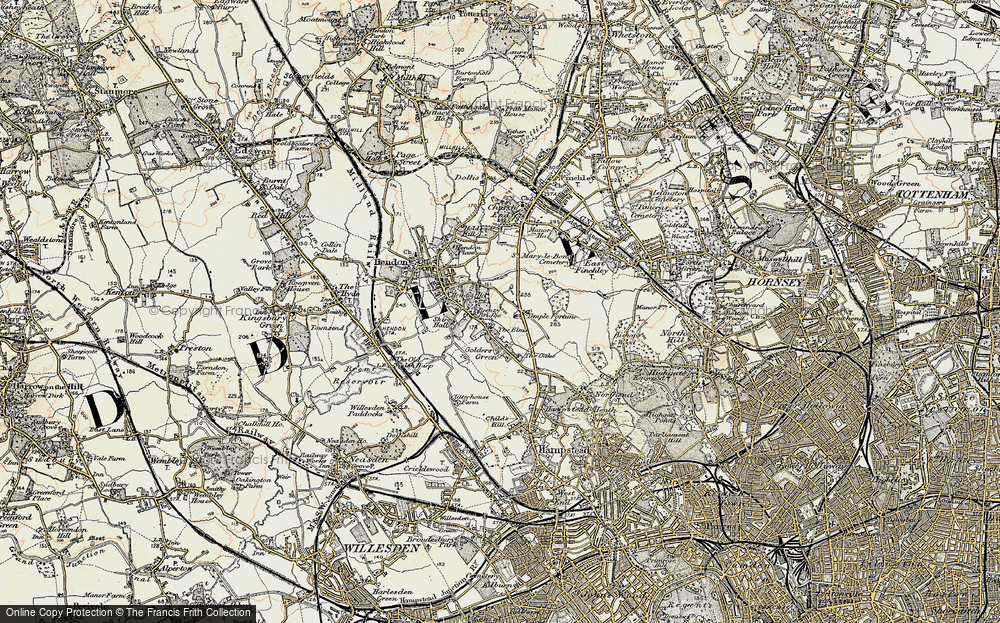 Old Map of Golders Green, 1897-1898 in 1897-1898
