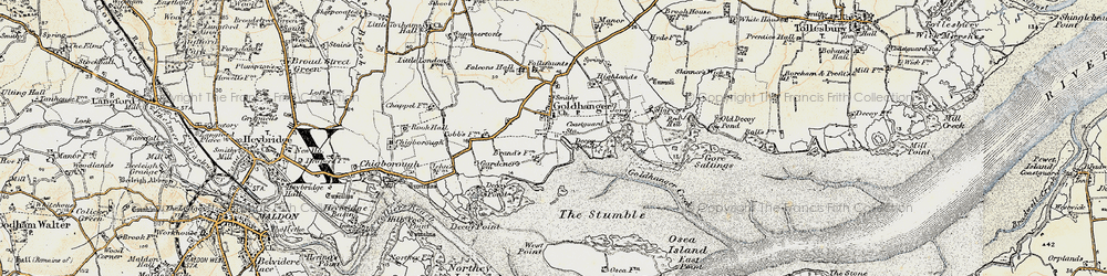 Old map of Goldhanger in 1898