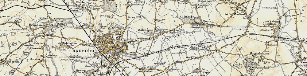 Old map of Goldington in 1898-1901