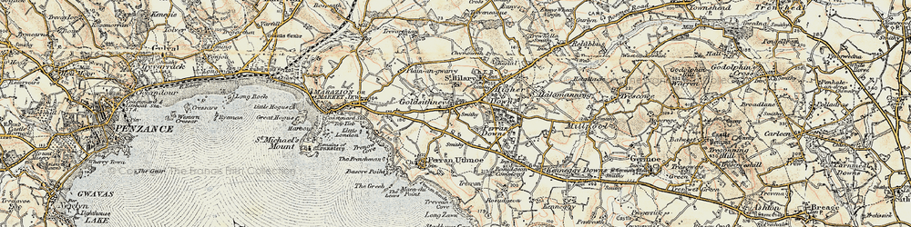 Old map of Goldsithney in 1900