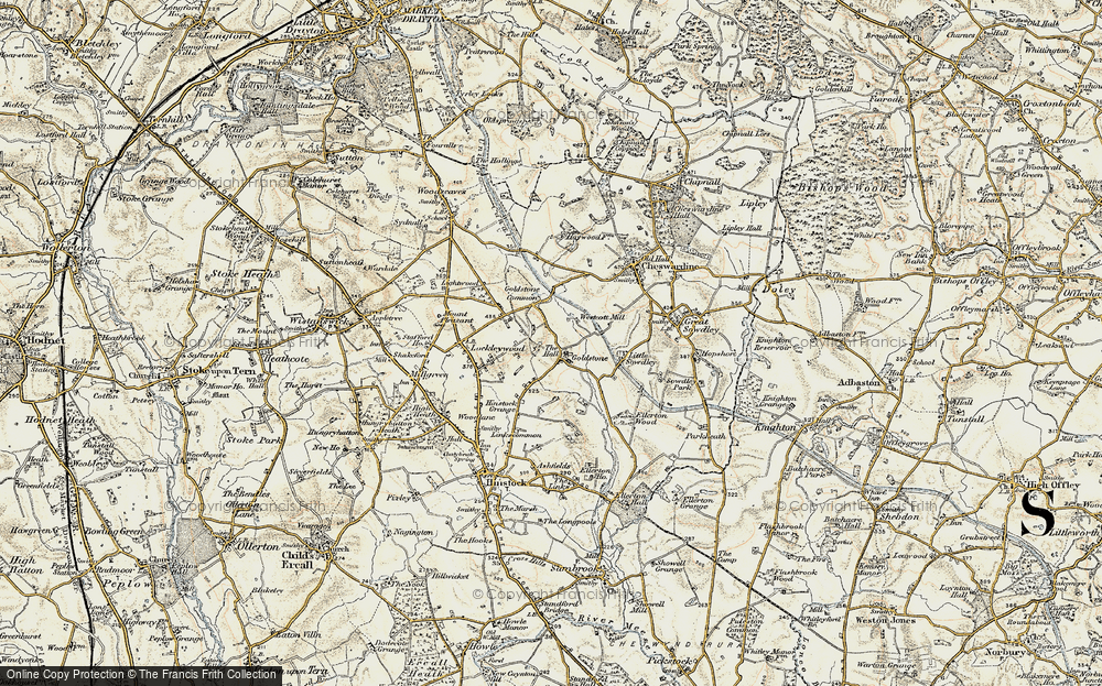 Old Map of Historic Map covering Westcott Mill in 1902
