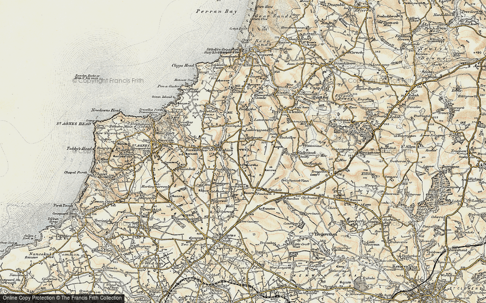 Old Map of Historic Map covering Higher Penwartha in 1900